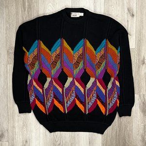 St Croix Knits Vintage 1980s Coogi Style Made in USA Large Sweater